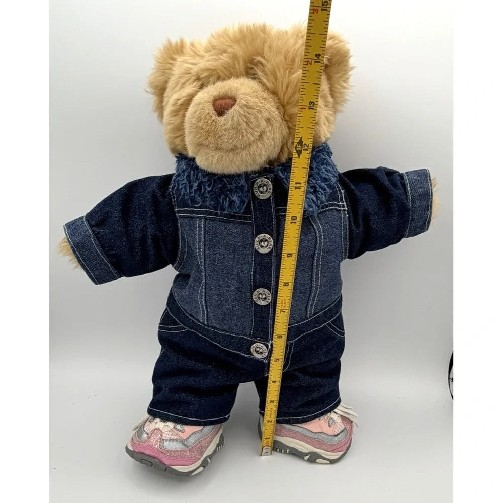 Build A Bear Brown Plush Pink Skechers Shoes & Sparkle Jean Jacket & Pants EUC